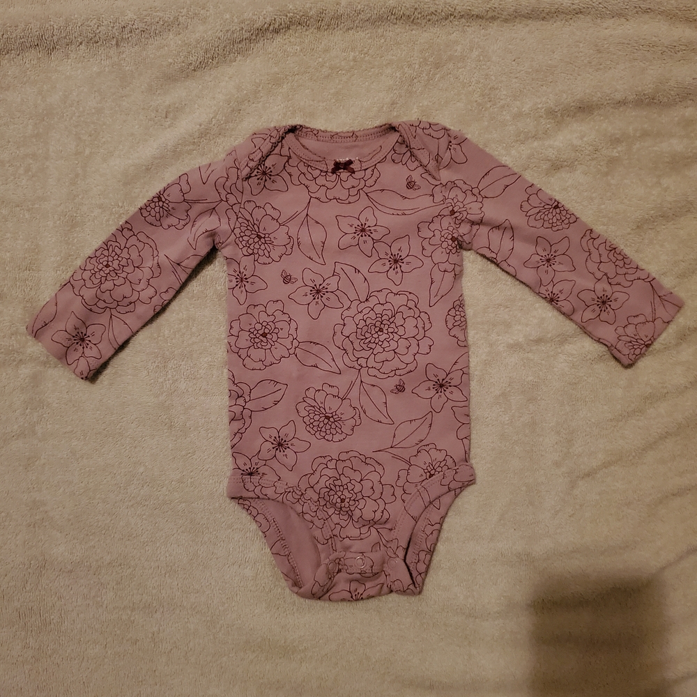 (6/$18) 6m Carter's Pink Floral Long Sleeve Bodysuit